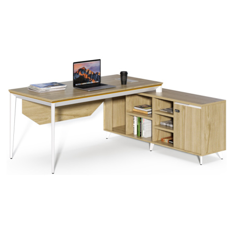 Kancelářský stůl s kontejnerem a komodou Houseland Profit Home 01 dub/bílý