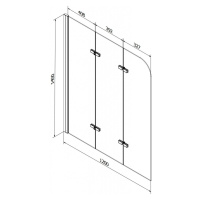 MEXEN Felix vanová zástěna trojkřídlá 120x140 cm, transparent, chrom 890-120-003-01-00