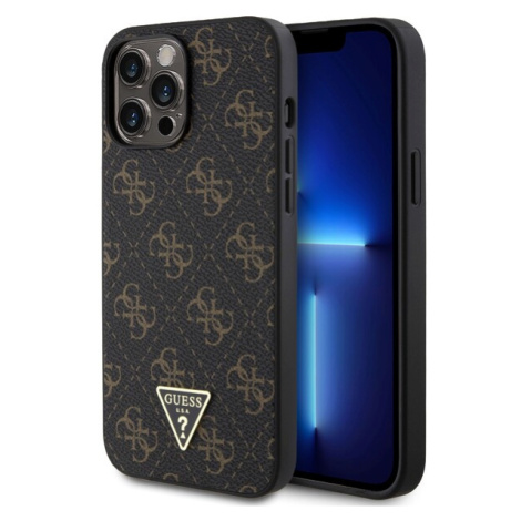 Guess PU Leather 4G Triangle Metal Logo kryt iPhone 13 Pro Max černý