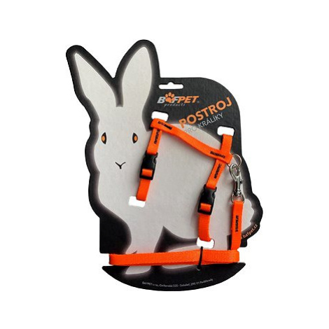 Bafpet Set pro králíka - kšíry + vodítko, Oranžová, 10mm × 120cm, 10mm × OK 19-26, OH 24-37cm, 2