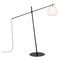 Designová venkovní stojací lampa černá IP44 s bílým stínidlem - Robbert