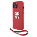 DKNY PU Leather Stack Logo Wrist Strap kryt iPhone 15 růžový