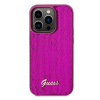 Guess Sequin Script Logo Zadní Kryt pro iPhone 14 Pro Magenta