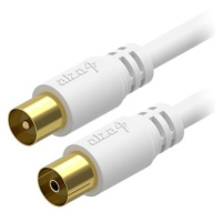 AlzaPower Core Coaxial IEC (M) - IEC (F) pozlacený konektor 10 m bílý