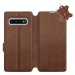 Flip pouzdro na mobil Samsung Galaxy S10 Plus - Hnědé - kožené - Brown Leather