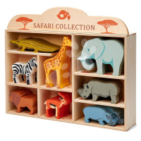 Dřevěná divoká zvířátka na poličce 24 ks Safari set Tender Leaf Toys krokodýl slon zebra antilop