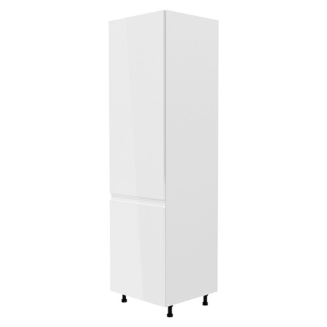 Skříňka na lednici, bílá / bílá extra vysoký lesk, levá, AURORA D60ZL Tempo Kondela