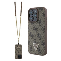 Pouzdro Guess PU 4G Strass Triangle Metal Logo kryt + Crossbody popruh Apple iPhone 16 PRO MAX B