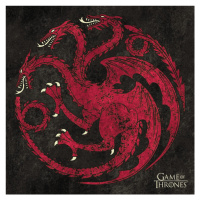 Umělecký tisk Game of Thrones - Targaryen sigil, (40 x 40 cm)