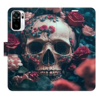 iSaprio flip pouzdro Skull in Roses 02 pro Xiaomi Redmi Note 10 / Note 10S