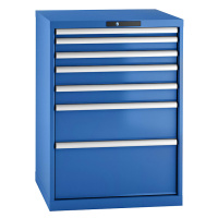 LISTA Zásuvková skříň, ocelový plech, v x š 1000 x 717 mm, 7 zásuvek, hořcově modrá
