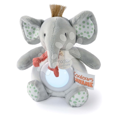 Plyšový slon s nočním světlem Nightlight Couleurs Savane Doudou et Compagnie šedý 15 cm od 0 měs