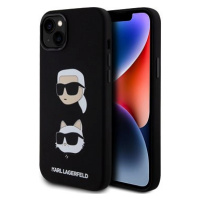 Karl Lagerfeld Liquid Silicone Karl and Choupette Heads Zadní Kryt pro iPhone 15 Plus Black