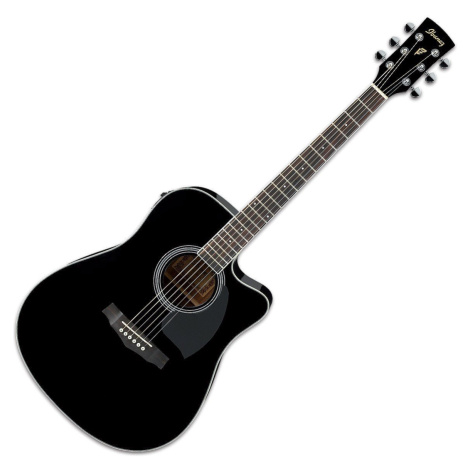 Ibanez PF15ECE-BK Black Elektroakustická kytara Dreadnought