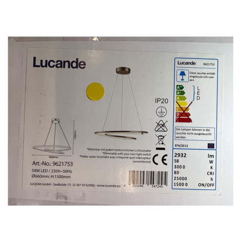 Lucande Lucande - LED Stmívatelný lustr na lanku MIRASU LED/58W/230V