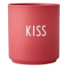 Červený porcelánový hrnek Design Letters Kiss, 300 ml