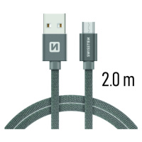 Datový kabel Swissten Textile USB / microUSB 2m, grey