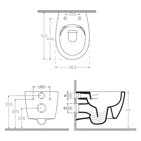 ISVEA SENTIMENTI závěsná WC mísa, Rimless, 36x51cm, bílá 10AR02010SV
