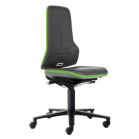 bimos Pracovní otočná židle NEON, kolečka, permanentní kontakt, koženka, zelený flexibilní pás