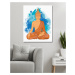 Malování podle čísel - MEDITUJÍCÍ ORANŽOVÝ BUDDHA Rozměr: 80x100 cm, Rámování: vypnuté plátno na