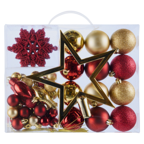 Livarno home Ozdoby na vánoční stromek, 51dílná sada (červená/zlatá)