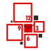 ModernClock 3D nalepovací hodiny Quadrat červeno-černé