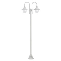 vidaXL Zahradní sloupová lampa 2 ramena E27 220 cm hliník bílá