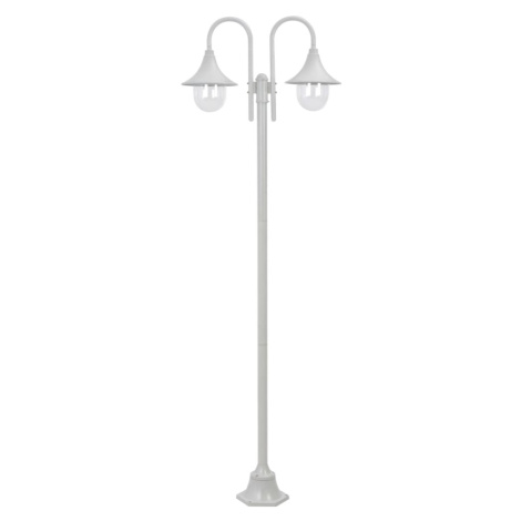 vidaXL Zahradní sloupová lampa 2 ramena E27 220 cm hliník bílá