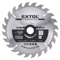 EXTOL PREMIUM pilový kotouč s SK plátky, 160x2,0x20mm, 24T, šířka SK plátků 2,8mm