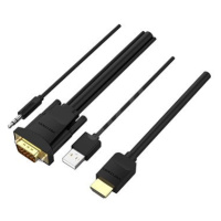 Vention HDMI to VGA Cable with Audio Output & USB Power Supply 2M Black