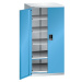 LISTA Zásuvková skříň s otočnými dveřmi, výška 1450 mm, 5 polic, nosnost 200 kg, světle šedá / s
