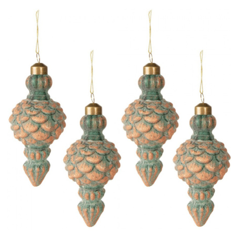 4ks měděná vánoční ozdoba šiška s patinou – 6x14 cm Clayre & Eef