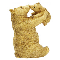 KARE Design Soška Medvědice s mládětem - zlatá 27cm