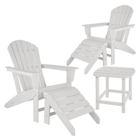 tectake 404621 2 zahradní židle se 2 podnožkami a stolem - světle šedá - světle šedá