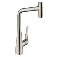 Dřezová baterie Hansgrohe Metris s vytahovací sprškou, 2 proudy vzhled nerezu 73816800