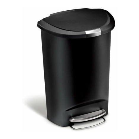 Pedálový odpadkový koš Simplehuman – 50 l, půlkulatý, plast, černý