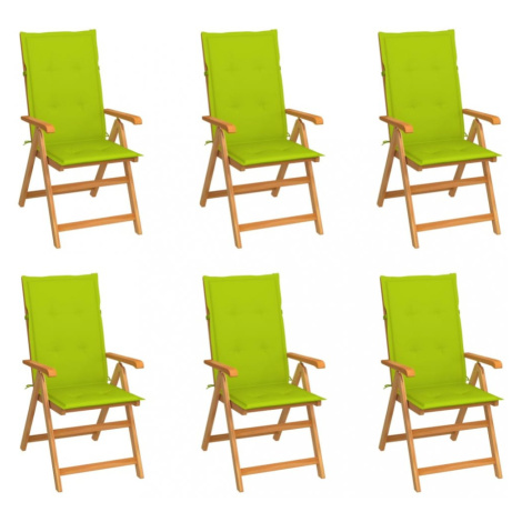 Zahradní židle 6 ks teak / látka Dekorhome Červená / bílá vidaXL