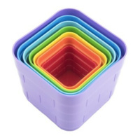 Kubus pyramida skládačka plast hranatá barevná 7ks v sáčku