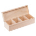 FK Dřevěná krabička na čaj s přihrádkami, se zámkem - 28x9x6 cm, Přírodní