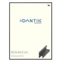 DANTIK rámeček 30 × 40, ALU profil 6030 Dýha barevný šedý tmavý plexi čiré