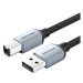 Vention Cotton Braided USB 2.0 A Male to B Male Printer Cable 3M Gray Aluminum Alloy Type