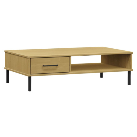 vidaXL Konferenční stolek kovové nohy hnědý masivní borovice OSLO