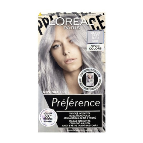 L'Oréal Paris Préférence Vivid Colors permanentní barva na vlasy 10.112 Soho - Silver Grey, 60+9