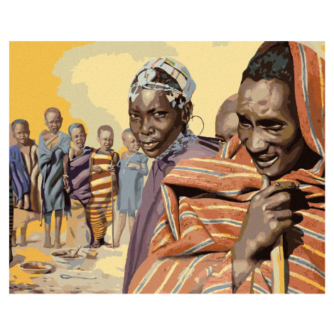 Zuty - Malování Podle Čísel - Afrika Domorodci (D. Rusty Rust), 80X100 Cm, Plátno+Rám