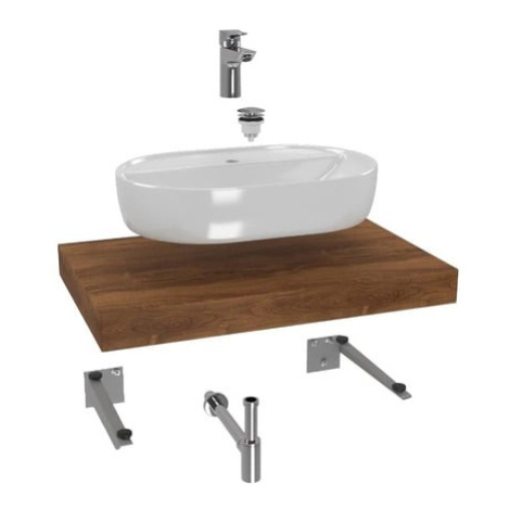 Koupelnová sestava Siko s deskou pod umyvadlo Dolce 80x8x50 cm dub charleston KSETDO4 HANSGROHE