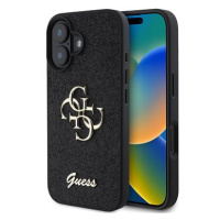 Guess PU Fixed Glitter 4G Metal Logo Zadní Kryt pro iPhone 16 Black