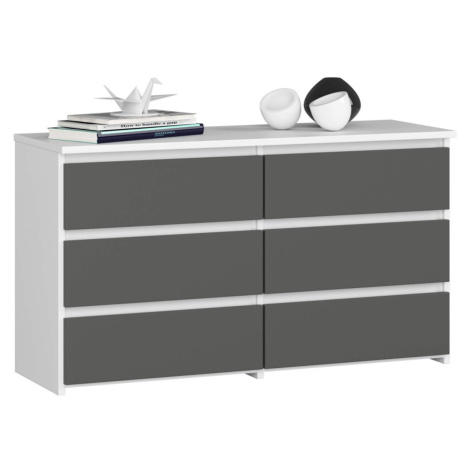 Komoda CL100 6SZ - bílá/šedá Akord