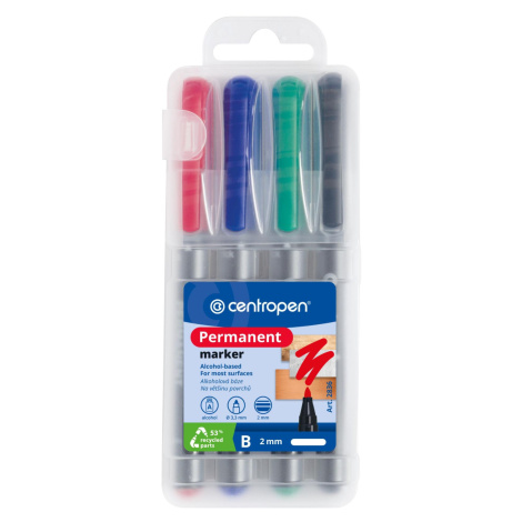 Permanentní popisovač Centropen 2836 - kulatý hrot, sada 4 barev