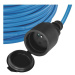 EMOS Počasí odolný prodlužovací kabel 10 m / 1 zásuvka / modrý / silikon / 230 V / 1,5 mm2 P0141