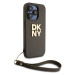 Zaní kryt DKNY PU Leather Stack Logo Wrist Strap pro Apple iPhone 14 Pro, zelená